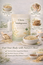 clora Multigrain | 480g | 5 Super Grains-Rolled Oats, Ragi, Quinoa, Jowar, Barley | Helps Reduce Cholesterol, Helps Manages Weight, Reduce Risk of High BP, Aids Digestion