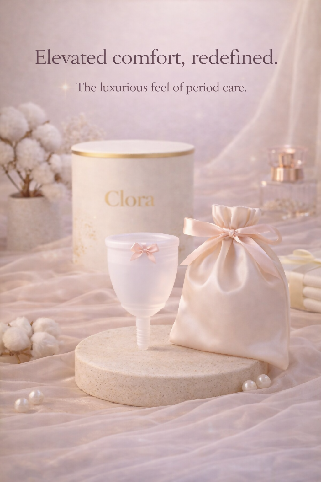 clora Reusable Menstrual Cup for Women - Medium with Pouch | FDA Approved | Made of Ultra Soft 100% Medical Grade Silicone | Odour, Rash & Itch-Free Period | Leak-Proof Protection for 8-10 Hours