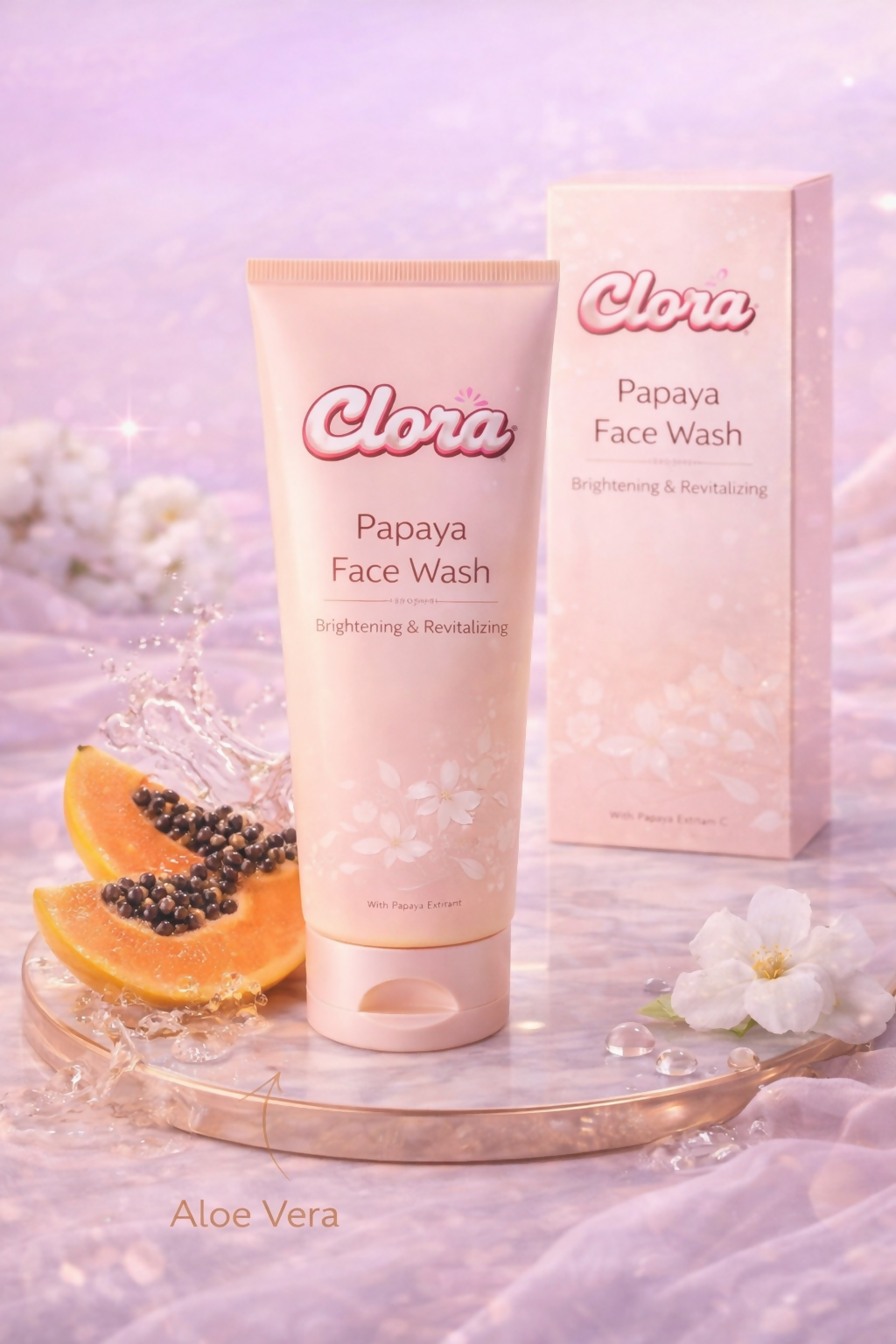 CLORA Herbal Papaya Face Wash For Glowing and Clear Skin with Papaya & Bilberry extract | Gentle Cleanser For Brightens Skin, Removes Pigmentation & Dark Spots | For All Skin Types | For Men & Women - 120ML