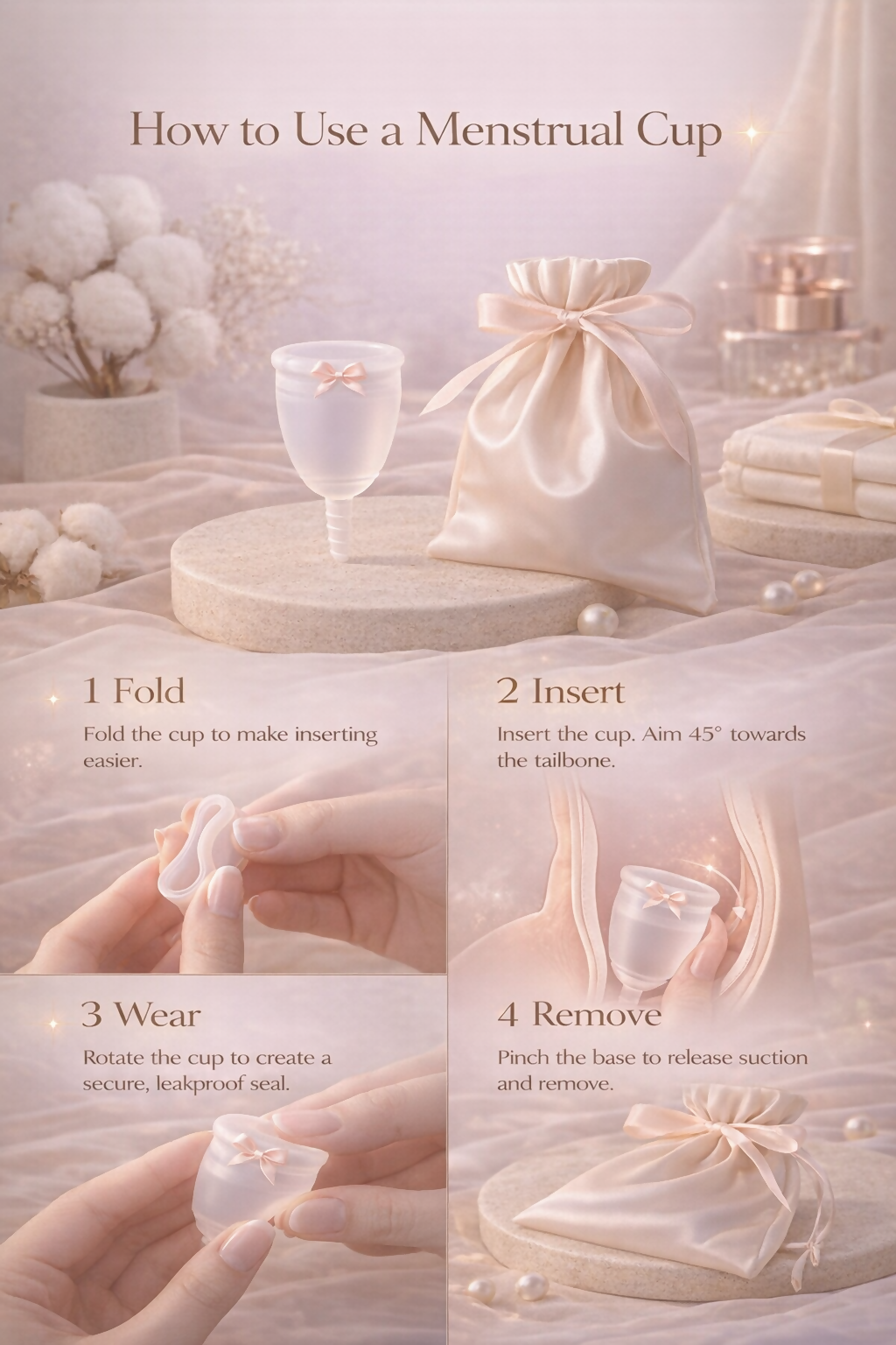 clora Reusable Menstrual Cup for Women - Medium with Pouch | FDA Approved | Made of Ultra Soft 100% Medical Grade Silicone | Odour, Rash & Itch-Free Period | Leak-Proof Protection for 8-10 Hours