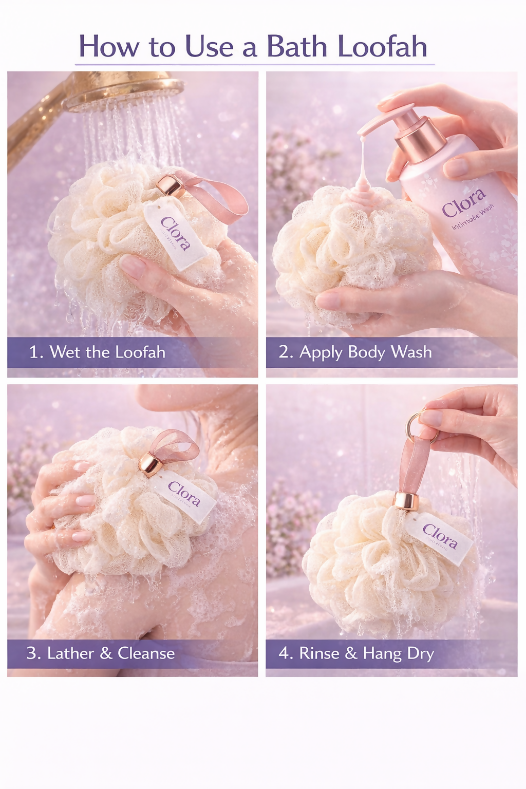 clora 100% Natural Body Scrubber Loufah Sponges | Organic Bath Loofahs Lufa Luffa Bathing Sponge Scrubbers | - 10cm to 15cm