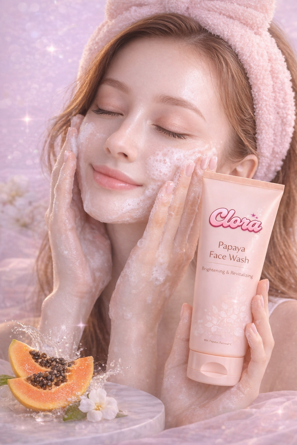 CLORA Herbal Papaya Face Wash For Glowing and Clear Skin with Papaya & Bilberry extract | Gentle Cleanser For Brightens Skin, Removes Pigmentation & Dark Spots | For All Skin Types | For Men & Women - 120ML