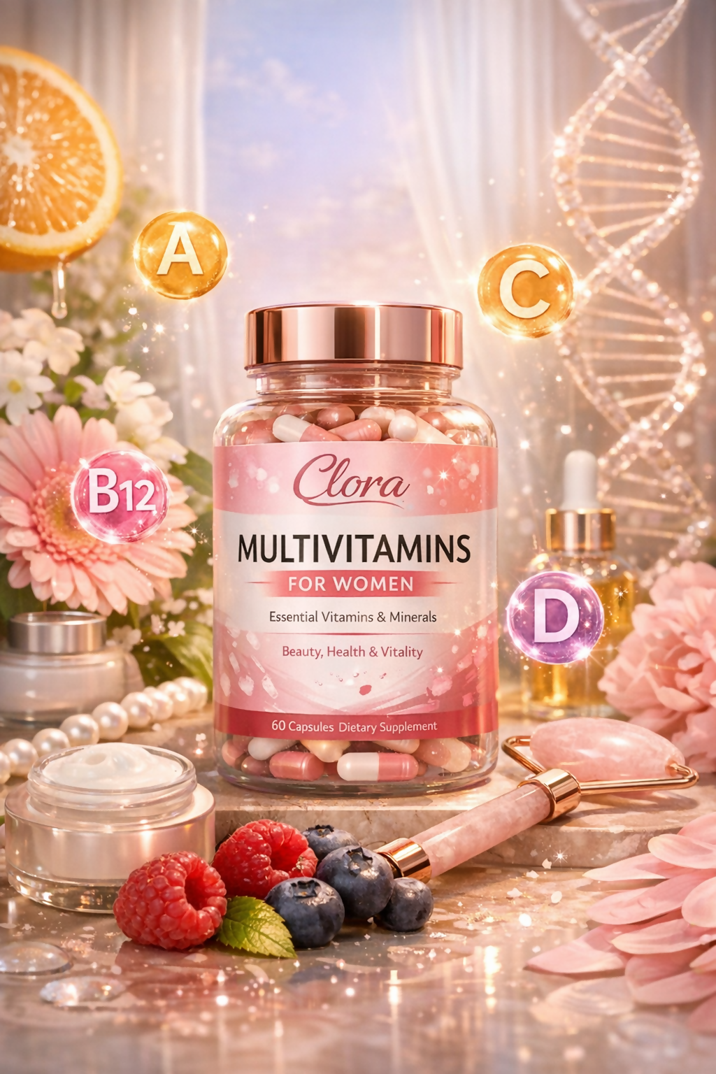 clora Multivitamin Tablet for Women|With 23 Vital Nutrients including Zinc,Magnesium,Vitamin B,C,D, Calcium for Energy, Immunity,Radiance,Strong Bones and Overall Health|Veg - 50 tablets