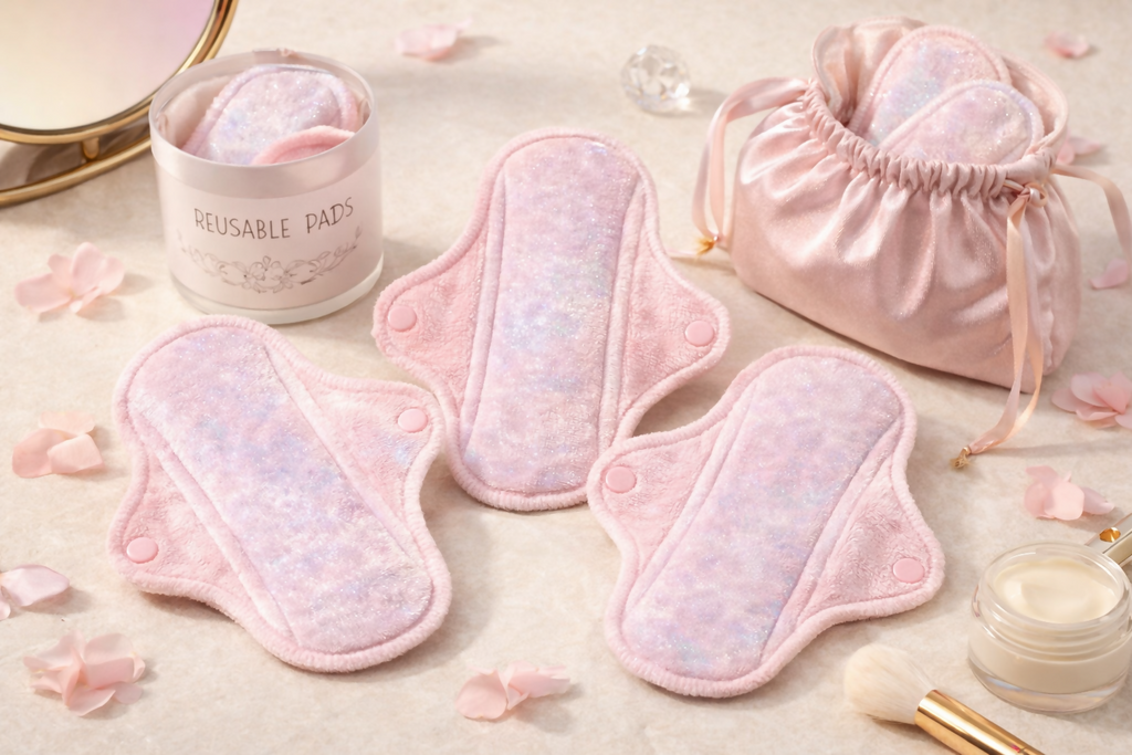 clora Reusable Pad for Women and Girls | (Pack of 4)| 3 Regular Pads + 1 Overnight Pad | Soft Cloth Pads for Women for Period, Reusable Rash Free Fabric, Skin Friendly, Lasts Up To 1 Year