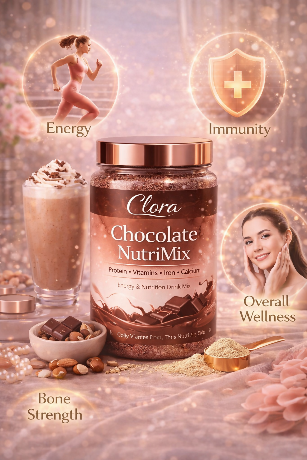clora Chocolate, 400G|40% daily protein is when prepared with 200ml milk for strong muscles| high Protein | Zero added sugar| Nutrional drink for men, women